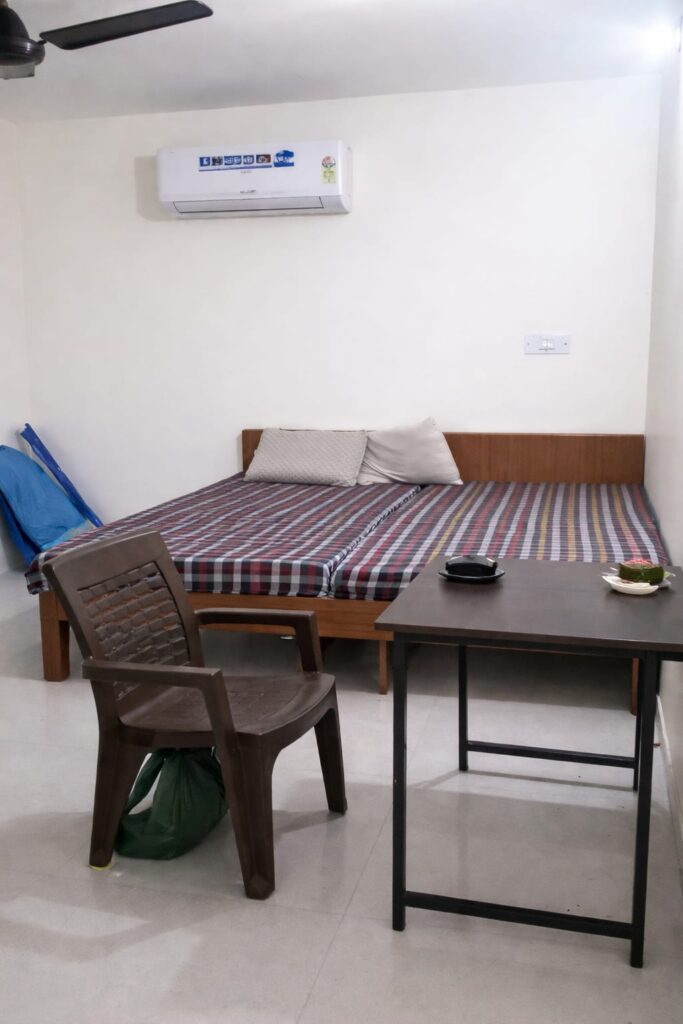 AC room with two room sharing washroom at Neeldhari House PG Rajpura"
